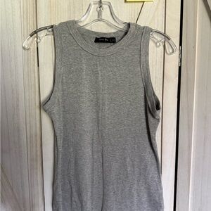 Doe & Rae Gray Ribbed Tank Top